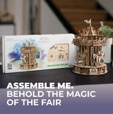 UGEARS Carousel Wooden Mechanical 3D Model Self-Assembling Craft DIY Kit Adult and Teens Puzzle Gift UGEARS