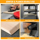 Hoteche 8-Inch Bechtop Jointer&Planer - 13-Amp Variable Speed Jointer Planer Combo with Extendable Table Hoteche