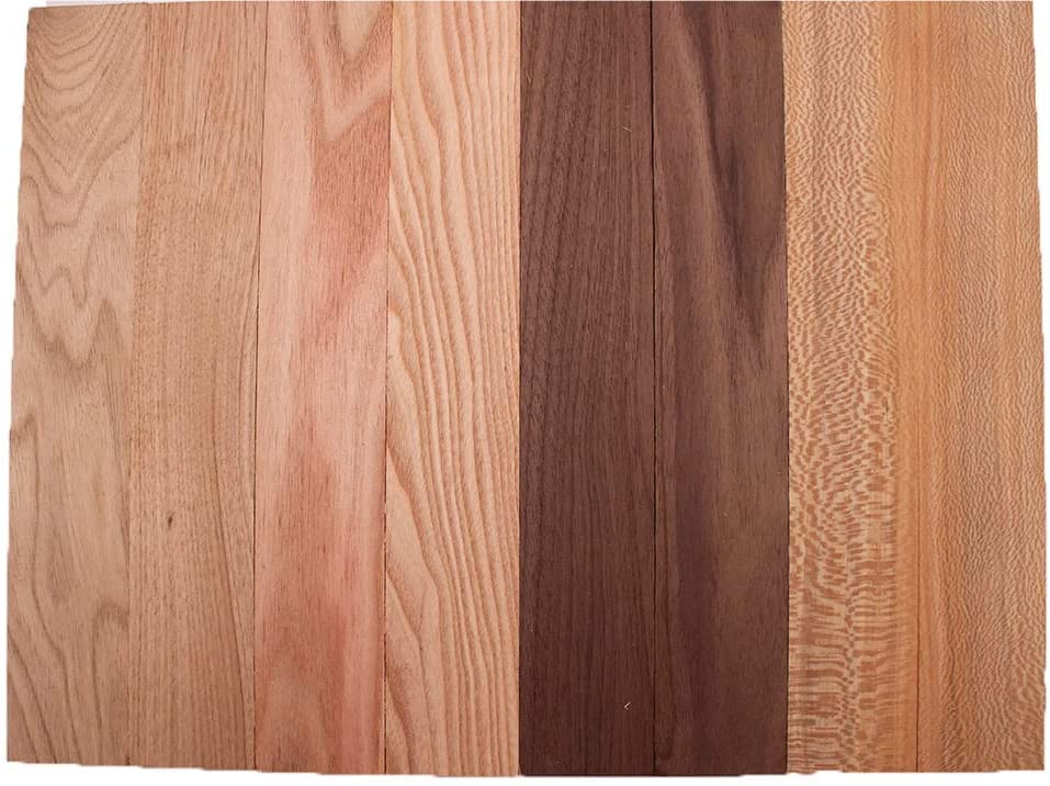 Domestic Exotic Variety Pack - Butternut, Coffee Nut, Walnut, Quarter Sawn Sycamore - 3/4" x 2" (8 Pcs) (3/4" x 2" x 24") - WoodArtSupply