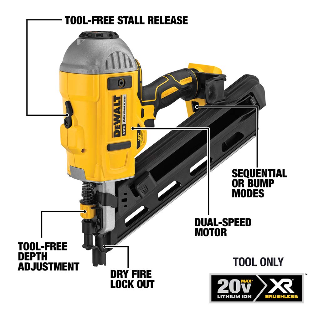 DEWALT 20V MAX* XR Framing Nailer, Dual Speed, Tool Only (DCN692B), 38.74 x 14.94 x 33.66 cm - WoodArtSupply