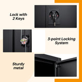 STANI Metal Storage Cabinet with 2 Adjustable Shelves, Steel Counter Cabinet with Lockable Doors for Home Office Warehouse Garage (Black, 36" H-Style STANI