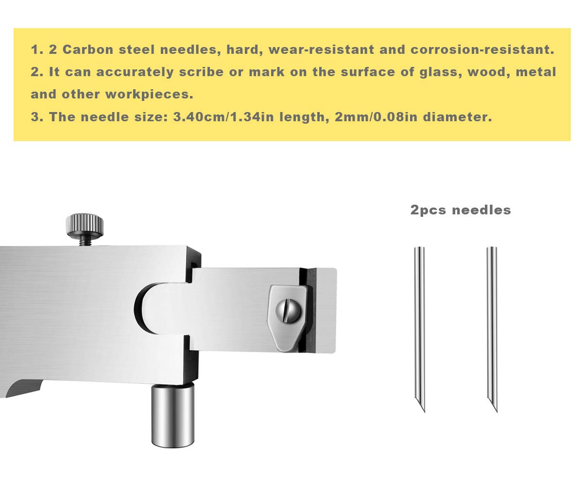 ZLKSKER Parallel Crossed Caliper 0-20cm (0-8 inch) with 2 Carbide Scriber/Needle, Stainless Steel Vernier Calipers, Marking Gauge, Marking Tool - WoodArtSupply