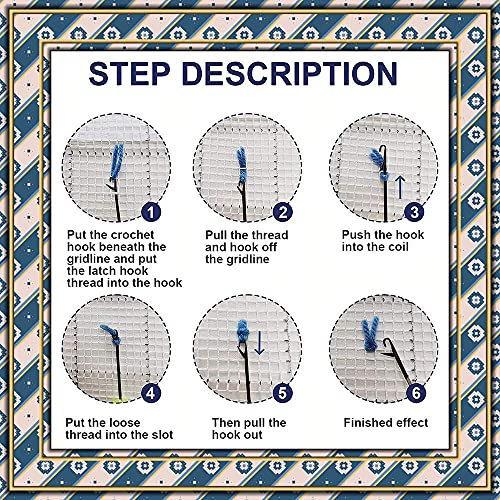 DIY Latch Hook Kits Cabin Throw Carpet Embroidery Cover Rug Pattern Color Printed Canvas 52x38cm, Crochet Needlework Crafts for Kids and Adults DL-YTG
