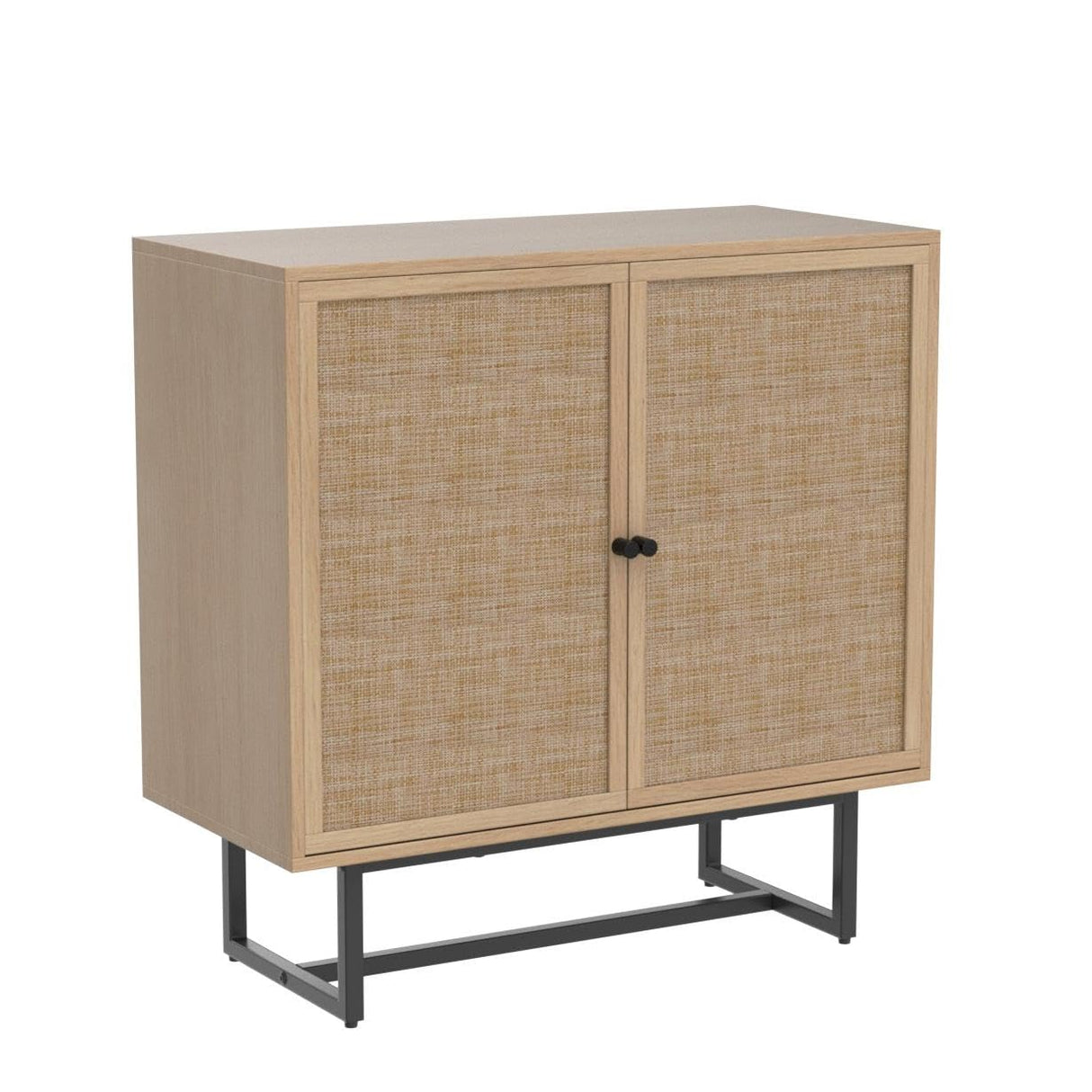 Nathan James Accent Storage Boho Modern Free Standing Buffet Sideboard Cabinet for Hallway, Entryway, Dining Living Room, 1, Light Oak/Black Nathan James