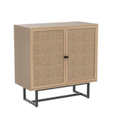 Nathan James Accent Storage Boho Modern Free Standing Buffet Sideboard Cabinet for Hallway, Entryway, Dining Living Room, 1, Light Oak/Black Nathan James