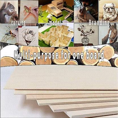 20 Pack Basswood Sheets12 x 12 x 1/8 Inch- 3mm Unfinished Plywood Basswood Sheets,for Architectural Model min House Building, Wood Burning Project