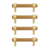 foxwake Wood and Brass Dresser Handles 0~3 Inch Double Hole 4Set Adjustable Center to Center Euro Scandi-Modern Kitchen Cabinet Pull, Unfinished DIY foxwake