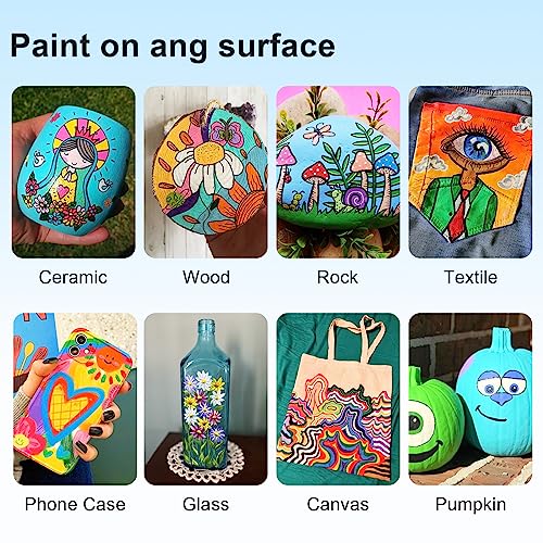 NAWOD 40 Colors Dual Tip Acrylic Paint Pens Markers, With Fine and Medium Tip, for Rock Painting, Canvas, Wood, Glass, Ceramic, Stone, Fabric, NAWOD