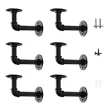 Aunulahca 3/4" Industrial Pipe Shelf Brackets (6 Pack Black) for 10 12 Inches Board, Black Iron Floating Shelf Brackets Heavy Duty Industrial DIY L Aunulahca