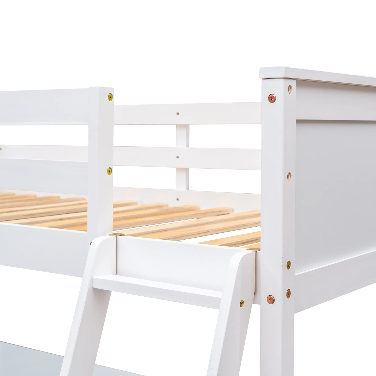 Harper & Bright Designs Twin Loft Bed with Desk and Storage Shelves in White - WoodArtSupply