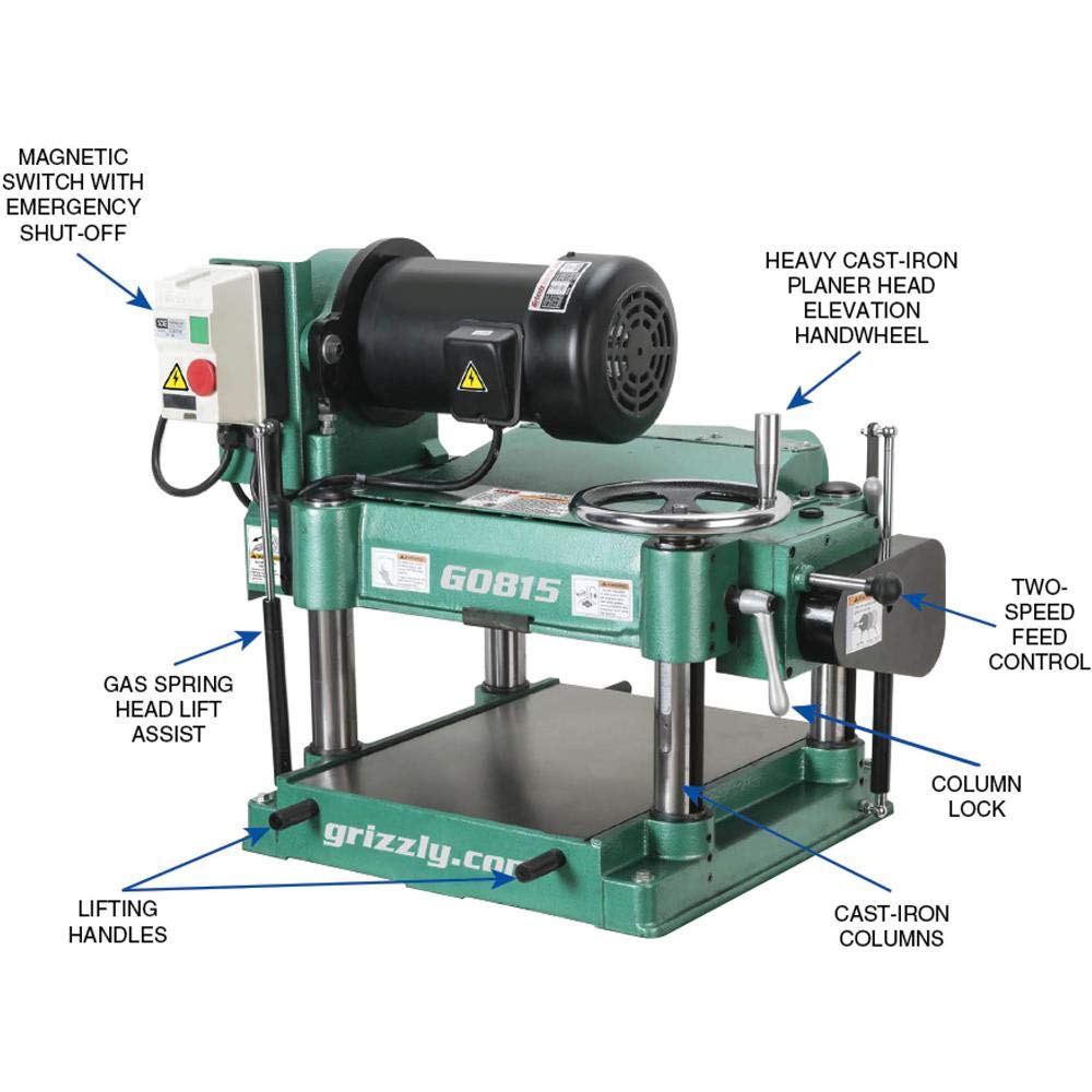 Grizzly Industrial G0815-15" 3 HP Heavy-Duty Planer