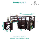 Naomi Home Twin Loft Bed with Desk and Storage - Space-Saving Kids Bed in Espresso Naomi Home