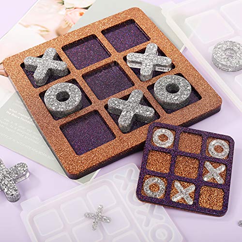 LET'S RESIN Large Tic Tac Toe Resin Mold 2Pcs, Tic Tac Toe Molds for Resin Casting, Large Epoxy Resin Silicone Molds for DIY Tabletop Board LET'S RESIN