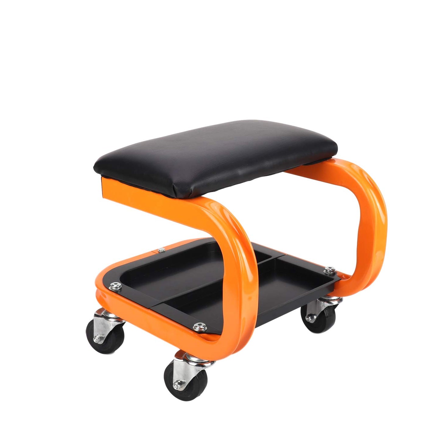 awagas Heavy Duty Rolling Creeper Garage Shop Seat Rolling Garage Stool Big Padded Mechanic Seat Mechanics Stool with Segmented Tool Tray Storage and