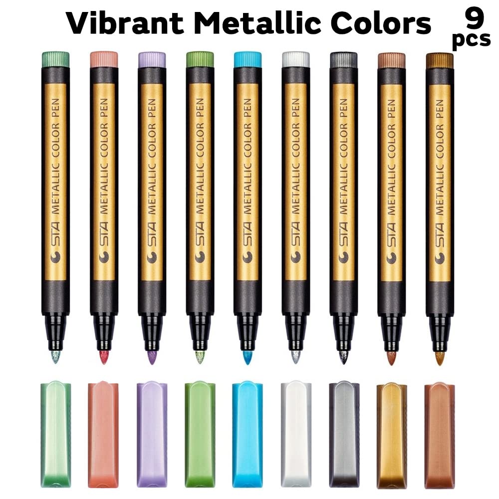 Dyvicl Metallic Marker Pens - Set of 9 Medium Point Metallic Markers Dyvicl