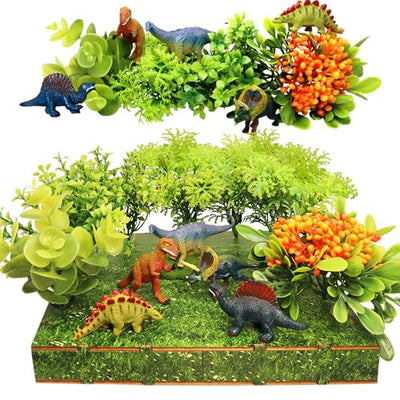 Terrarium Kit for Kids - Arts and Crafts Build a Dinosaur Habitat with Fake Artificial Plants & Flower,STEM Science Project Kit,Dinosaur Toys for