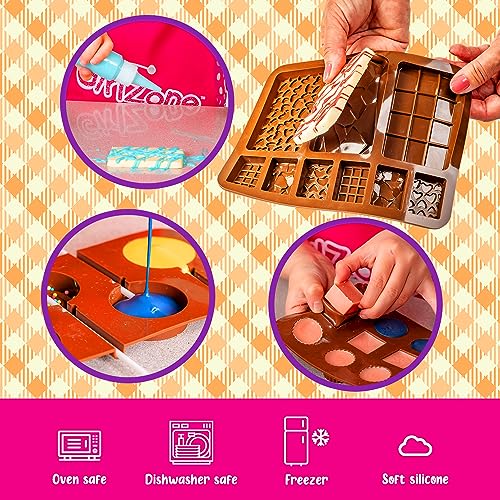 GirlZone Little Choco Delights Maker Kit, Chocolate Making Kit with Candy Bar Molds to Make Your Own Chocolate Bar, Exciting Christmas Crafts for - WoodArtSupply