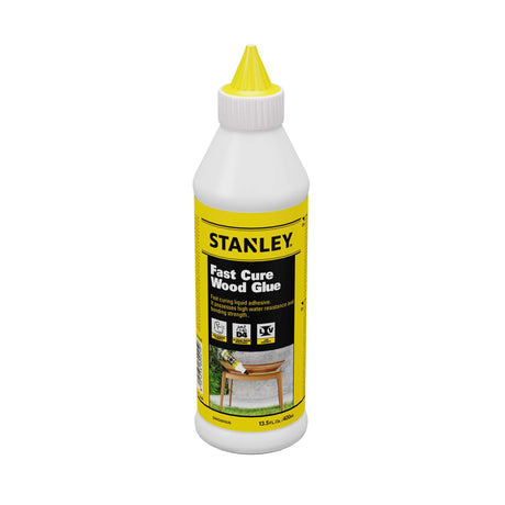STANLEY D4 Fast Cure Wood Glue - High Strength, Quick Dry, Perfect for Woodworking, Furniture, and More | Water-Resistant Adhesive for Wood, Metal, STANLEY
