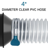 Heavy PVC Dust Collection Hose 4" x 10', Puncture Resistant PVC Dust Collection Hose with Carbon Steel Wire Coil, Flexible Clear PVC Fume Collection Qucship