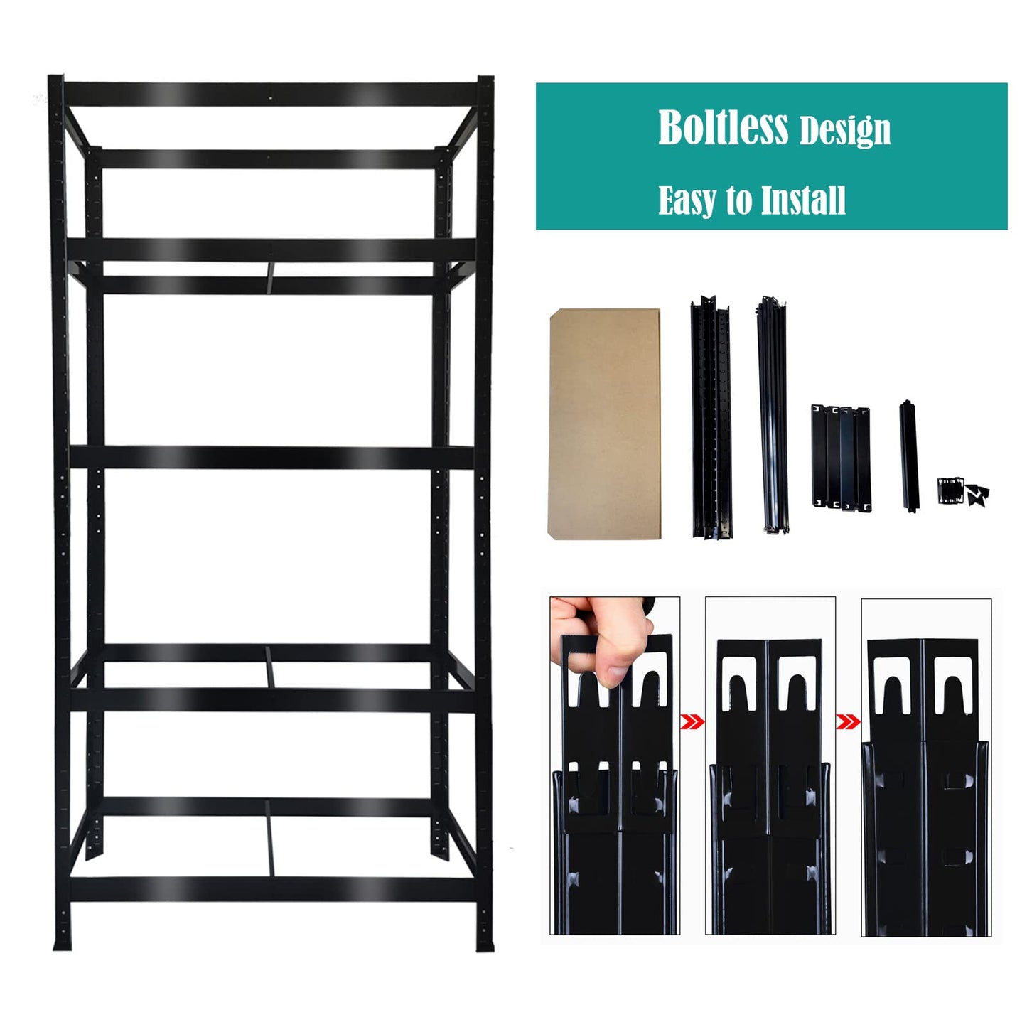 39 x 20 x 77in Utility Shelving Unit Storage Rack, 5-Tier Adjustable Industrial Heavy Duty Metal Garage Shelving Unit, 386lbs Load Capacity per Tier - WoodArtSupply