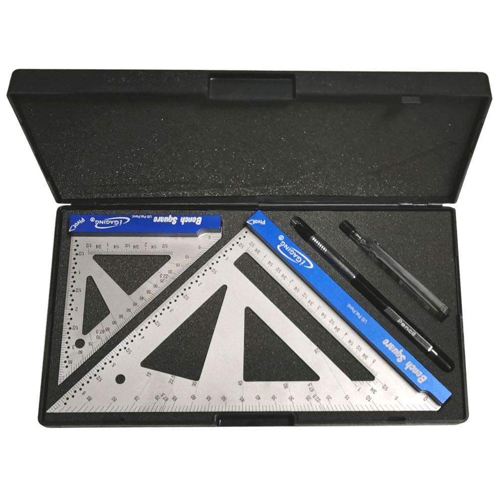 iGaging Bench Square Set 4" and 7" Stainless Steel w/ 16th and 32nd Scale Stainless Steel - WoodArtSupply