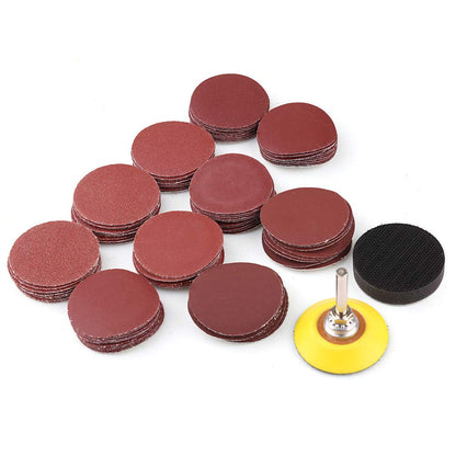 2 Inch Sanding Discs Kit, 100PCS 60-3000 Grit Sandpaper with 1/4" Shank Backing Plate and Soft Foam Buffering Pad, for Drill Grinder Rotary Tool,