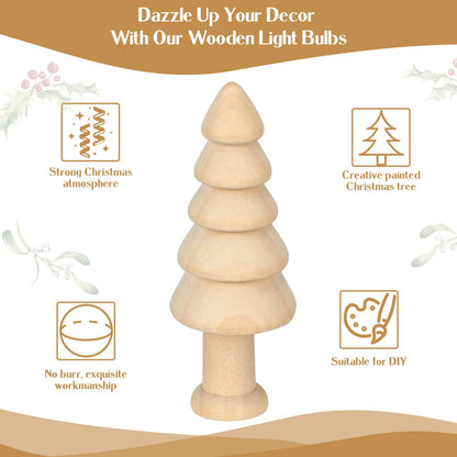 Hiboom 24 Pcs Mini Unfinished Wood Christmas Tree Wooden Blank Craft Supplies Christmas Ornaments for DIY Crafts and Arts Handmade Tree Shapes
