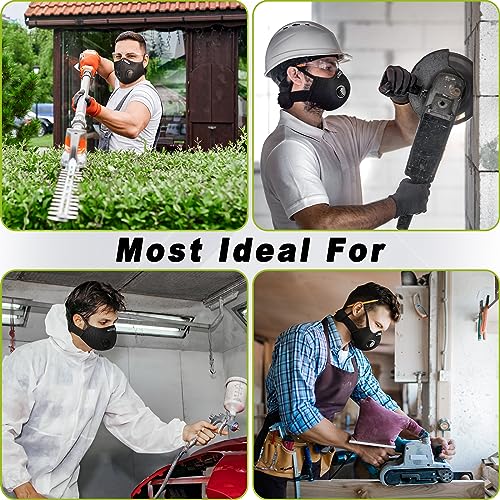 BASE CAMP M Plus Dust Mask, Breathable Reusable Face Mask with 6 Activated Carbon Filters for Woodworking Construction Mowing Grinding (Modern1) BASE CAMP