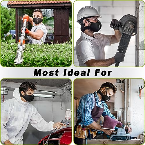 BASE CAMP M Plus Dust Mask, Breathable Reusable Face Mask with 6 Activated Carbon Filters for Woodworking Construction Mowing Grinding (Modern1) - WoodArtSupply