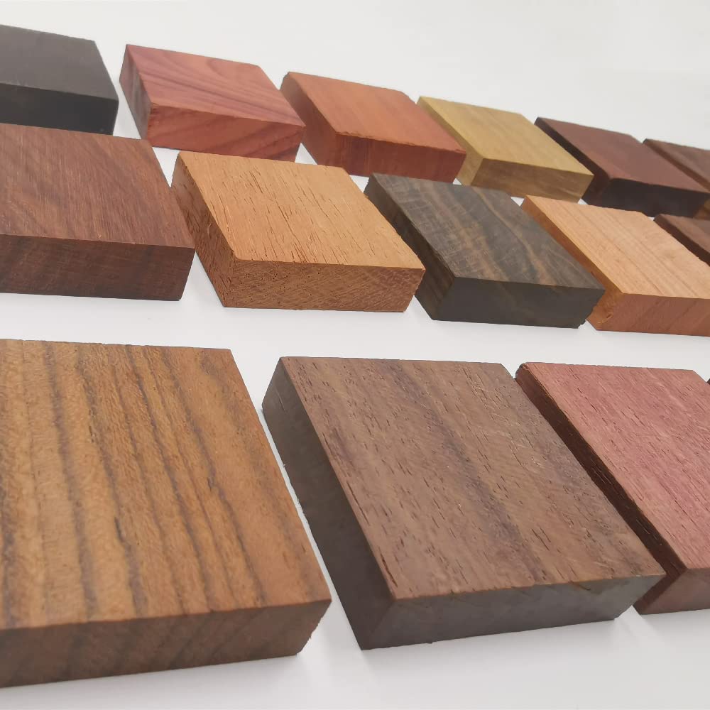DEUXPER Wooden Pieces for Wood Jewelry Ring Making, 21pcs Wood Ring Materials with Different Natural Wooden Textures, Wood Blanks for DIY Wooden DEUXPER