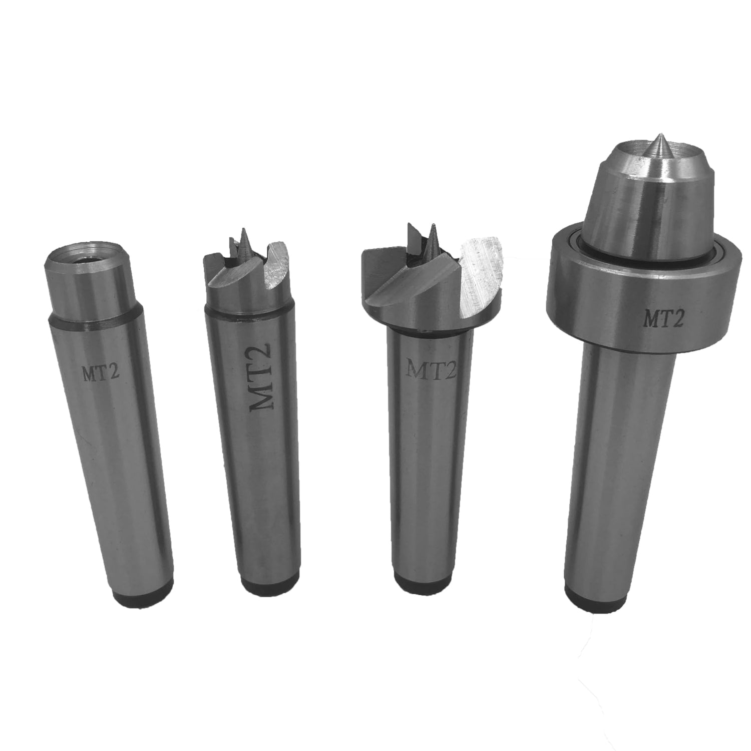 MT2 Live Center Wood Lathe Drive Spur Cup 4pcs Set with 2Pcs Extra Replacement Tips with Good Quality Wooden Box Almhs