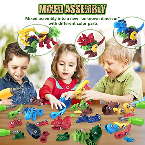 BAODLON Dinosaur Toys for 3 4 5 6 7 Year Old Boys, Take Apart Dinosaur Toy for Kid 3-5 5-7 Building Toy with Electric Drill, Learning Educational - WoodArtSupply