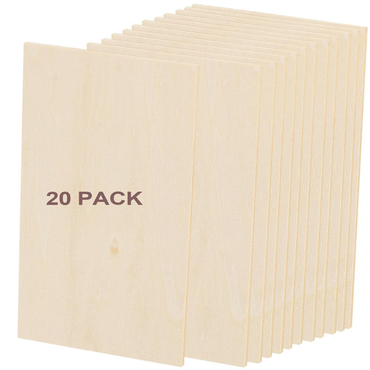 20 Pack Basswood Sheets for Crafts - 4 x 8 x 1/8 Inch - 3mm Thick Plywood Sheets Unfinished Bass Wood Boards for Laser Cutting, Wood Burning, - WoodArtSupply