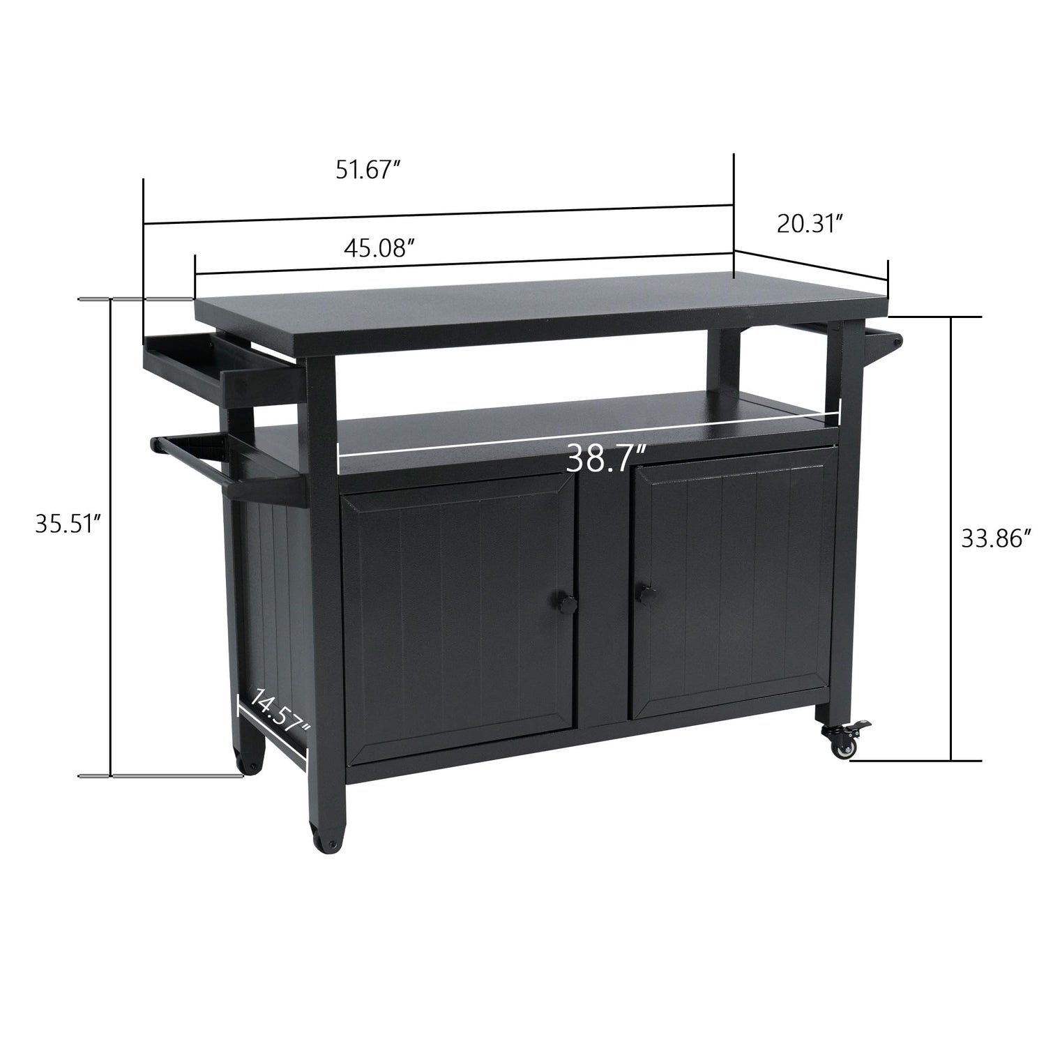 Kozyard BBQ Grill Storage Cart/Bin, Grill Carts Outdoor Storage Cabinet with Wheels, Metal Grill Table Kitchen Dining Table Cooking Prep BBQ Table Kozyard