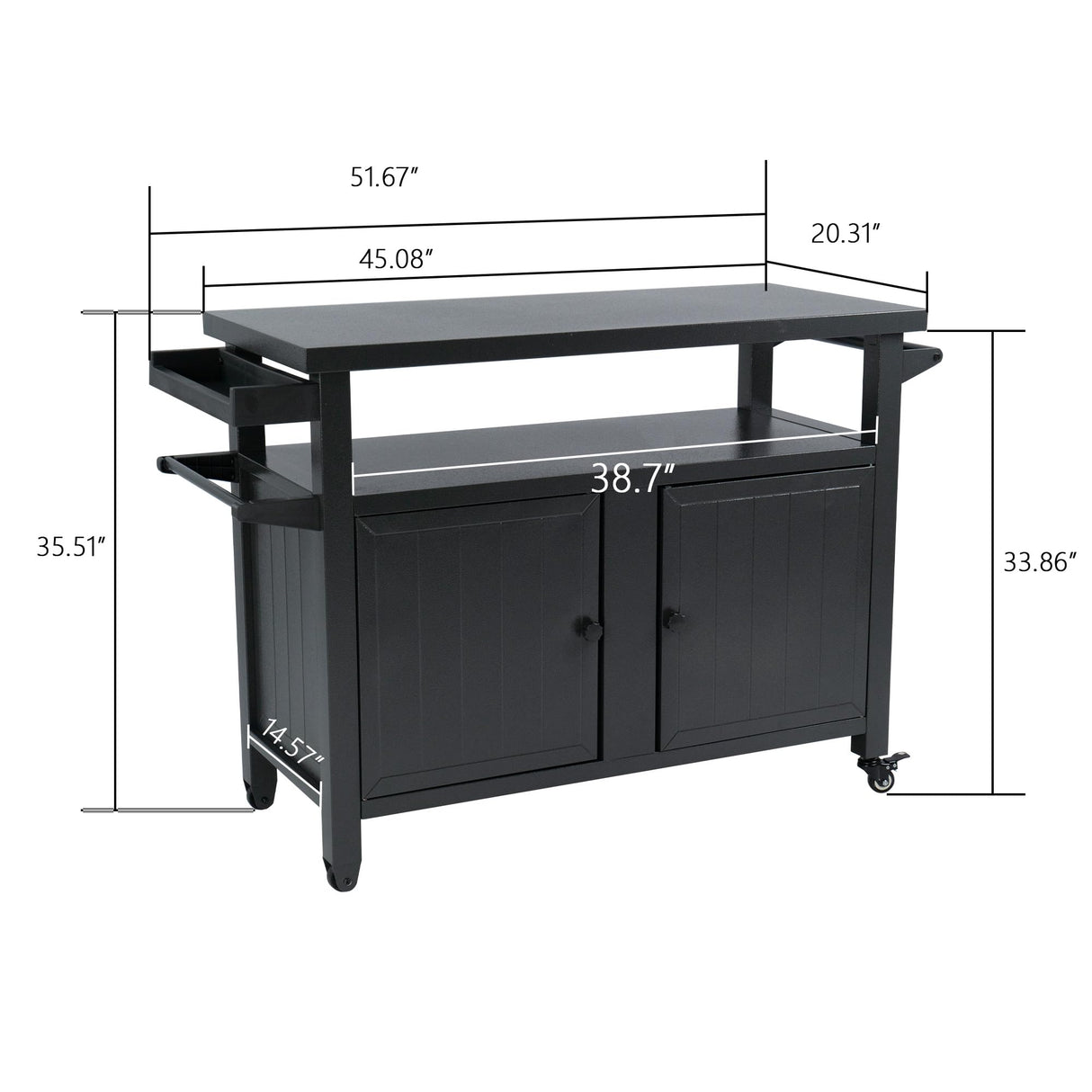 Kozyard BBQ Grill Storage Cart/Bin, Grill Carts Outdoor Storage Cabinet with Wheels, Metal Grill Table Kitchen Dining Table Cooking Prep BBQ Table Kozyard