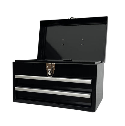 Workington Portable Metal Tool Chest with 2 Drawers, 14" 2-Drawer Tool Chest Cabinet with Ball Bearing Drawer Slides, Steel Tool Storage Box - WoodArtSupply