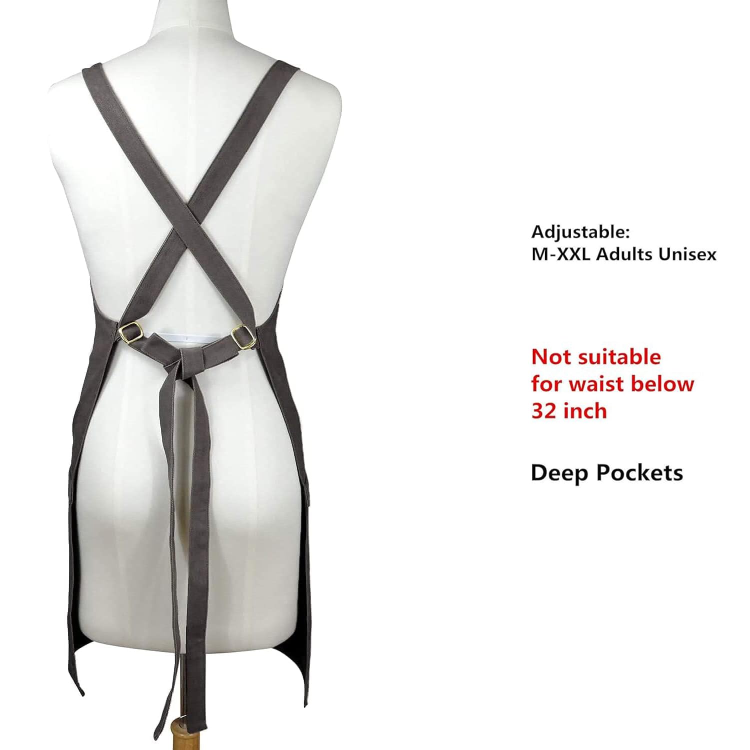 Sturdy Thick Professional Artist Apron, Cross Back + Fasten/Quick Release Buckle + 6 Pockets with 1 Zipper Pocket + 2 Towel Loops For Artist Kitchen, Aiden Brothers
