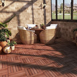 PrimeZone 54 PCS Solid Acacia Wood Interlocking Patio Deck Tiles - 12" x 12" Indoor Outdoor Waterproof Flooring Tiles for Balcony, Backyard, Garden & PrimeZone