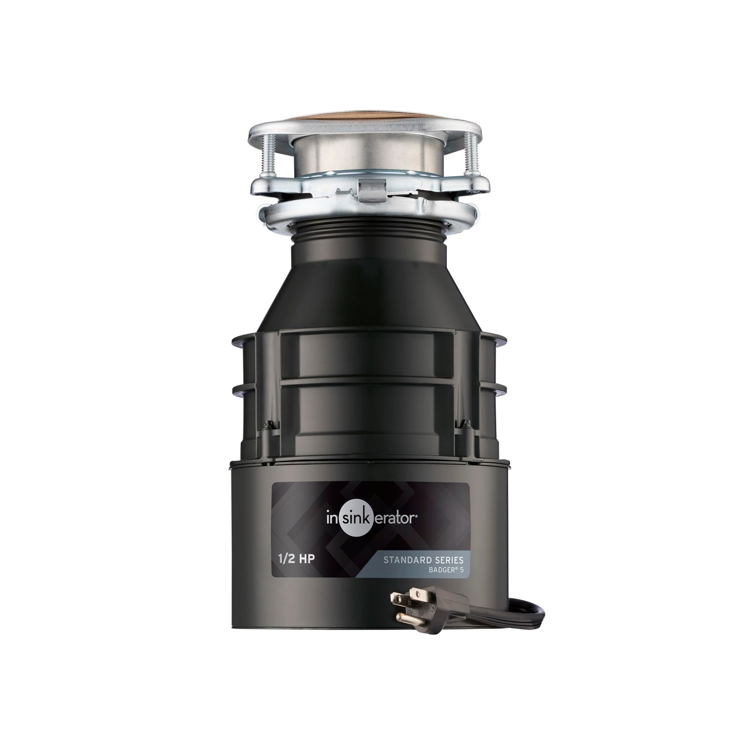 InSinkErator Badger 5 Garbage Disposal with Power Cord, Standard Series 1/2 HP Continuous Feed Food Waste Disposer, Badger 5 W/C, No Size, Black/Gray InSinkErator