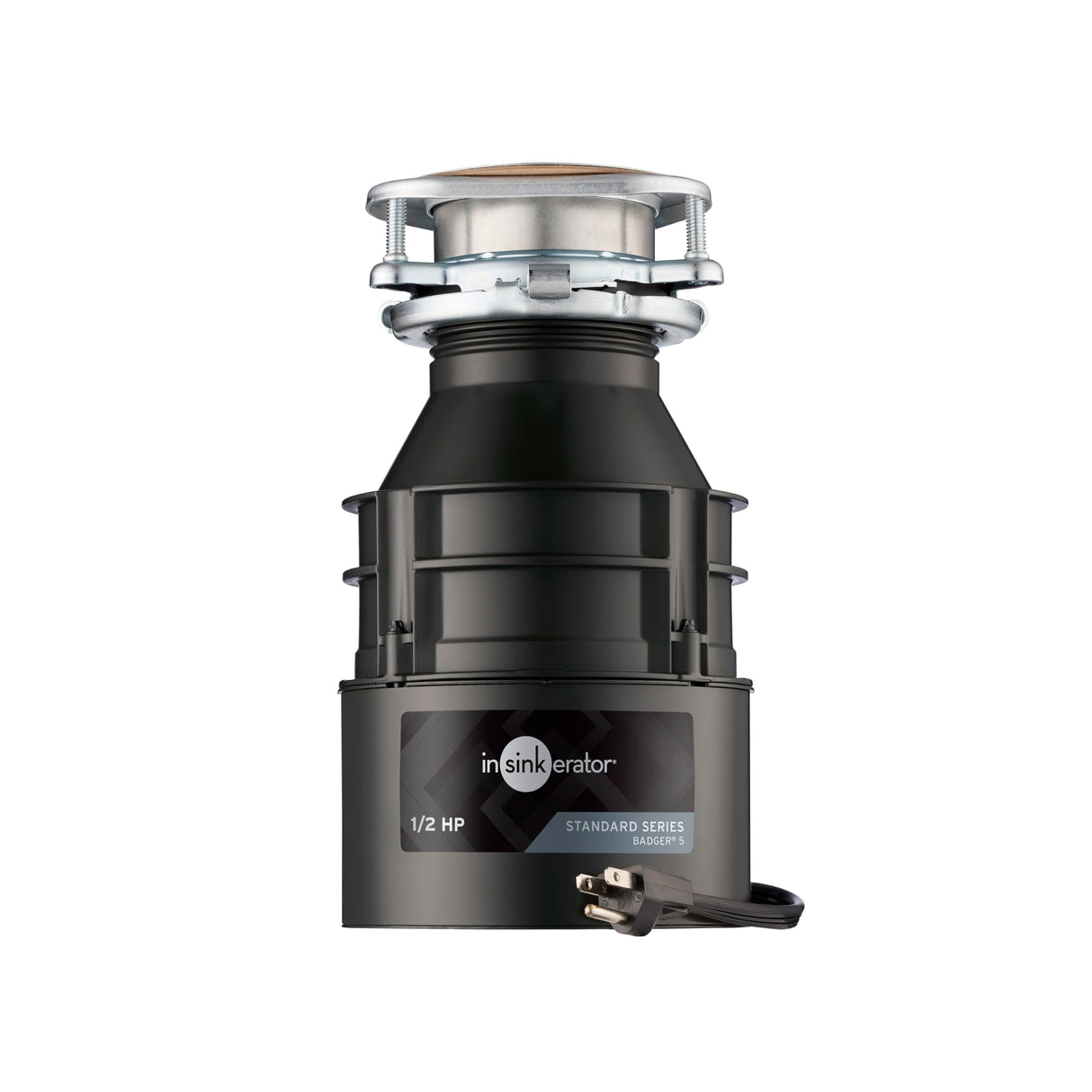 InSinkErator Badger 5 Garbage Disposal with Power Cord, Standard Series 1/2 HP Continuous Feed Food Waste Disposer, Badger 5 W/C, No Size, Black/Gray InSinkErator