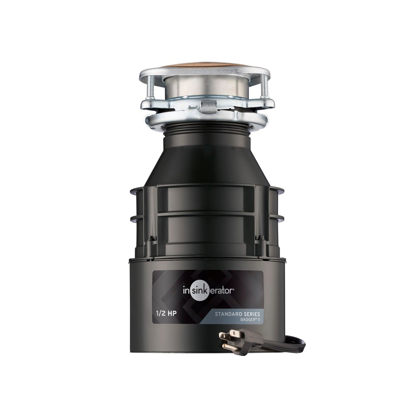 InSinkErator Badger 5 Garbage Disposal with Power Cord, Standard Series 1/2 HP Continuous Feed Food Waste Disposer, Badger 5 W/C, No Size, Black/Gray - WoodArtSupply