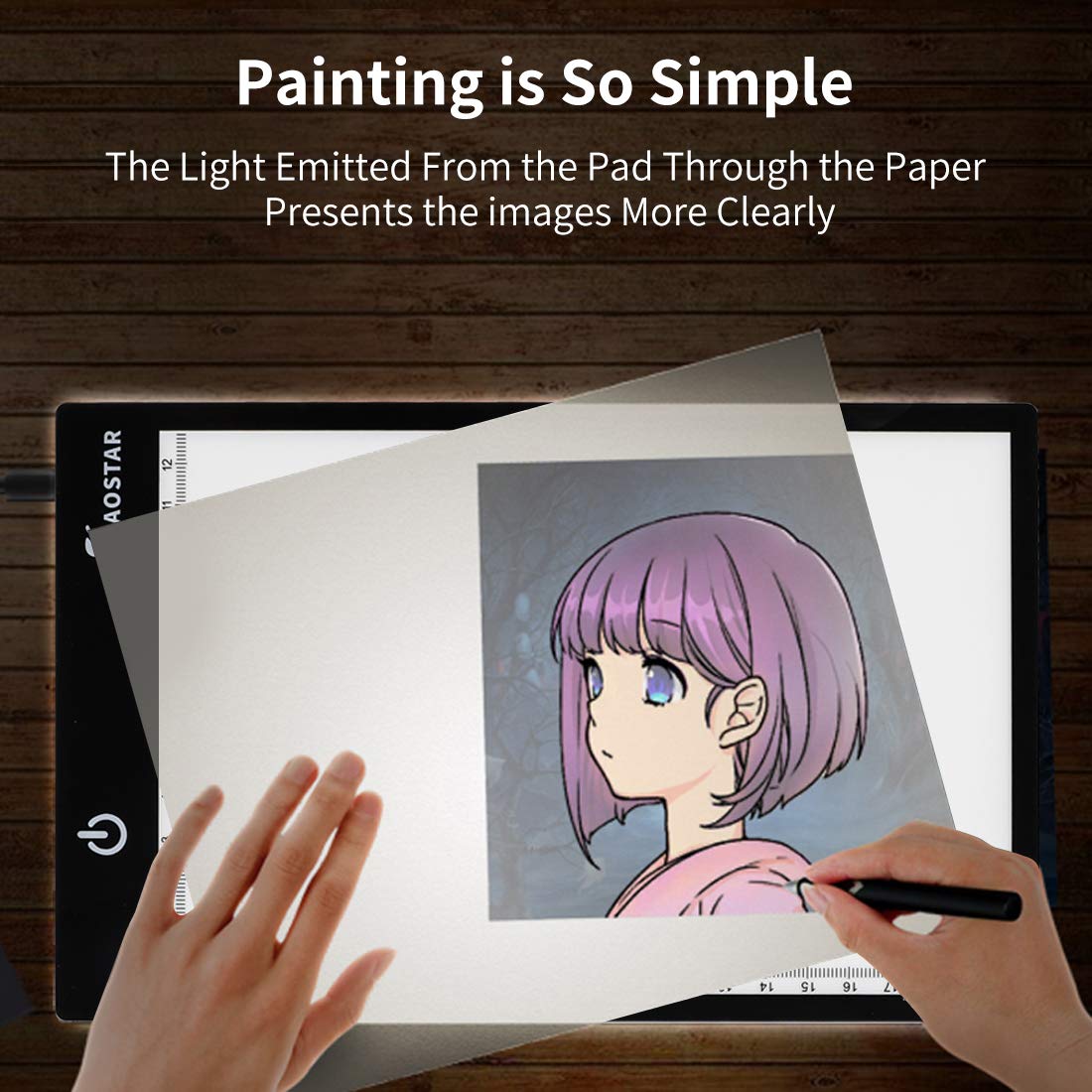 Light Box Drawing Pad, Tracing Board with Type-C Charge Cable and Brightness Adjustable for Artists, AnimationDrawing, Sketching, Animation, X-ray XIAOSTAR