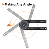Mecurate Aluminum Miter Saw Protractor, 7.3-Inch Angle Finder Featuring Precision Laser Engraved Scales Woodworking Lightning Measure Tool with 360 Mecurate