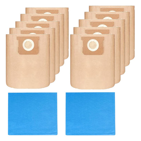 Pack 12(10+2) 19-3100 Vacuum Bags for Stanley Shop Vac 5-6 Gallon Wet/Dry Vacuums Disposable Dust Bags Reusable Filter 19-1500 Combo bluemorpho