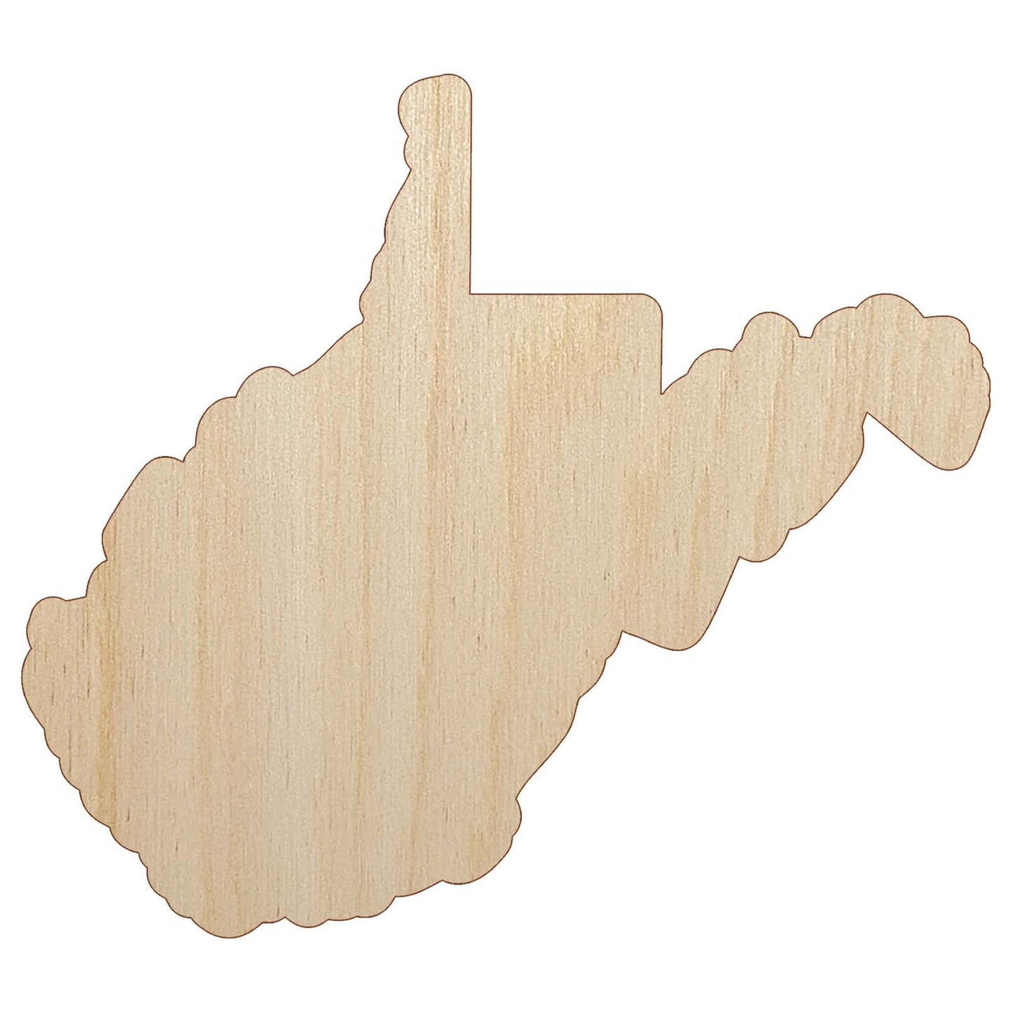 West Virginia State Silhouette Unfinished Wood Shape Piece Cutout for DIY Craft Projects - 1/4 Inch Thick - 6.25 Inch Size