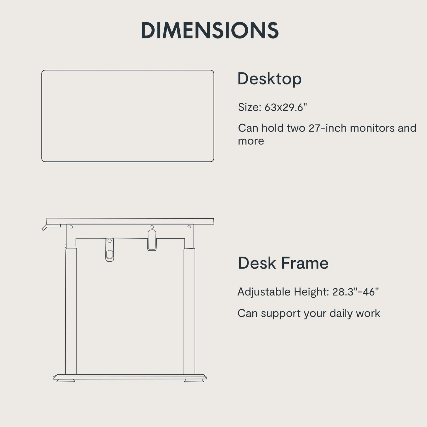 FLEXISPOT Dual Motors 4 Legs Standing Desk 63x30 Inch Adjustable Height Desk with Splice Board Home Office Computer Workstation Electric Sit Stand up