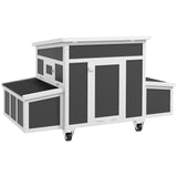 PawHut Wooden Chicken Coop with Nesting Box, Outdoor Poultry Cage Rabbit Hutch for 6 Chickens with Pull Out Tray, Perches, Ramp, Windows for Duck, PawHut