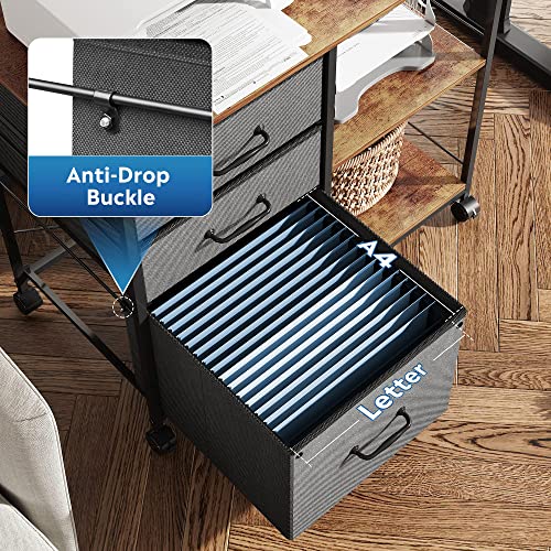 DEVAISE 3 Drawer Mobile File Cabinet, Rolling Printer Stand with Open Storage Shelf, Fabric Lateral Filing Cabinet fits A4 or Letter Size for Home DEVAISE
