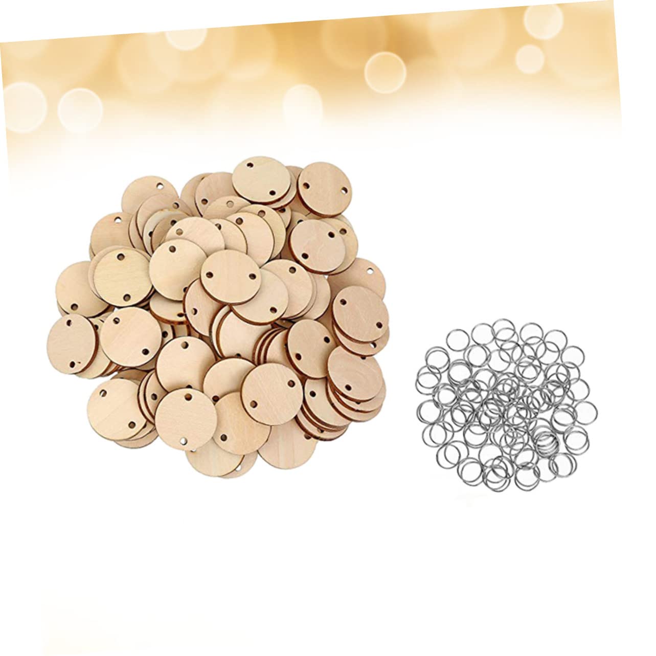 SEWACC 200 Pcs Round Wood Chip Pendant with Holes Wood Reminder Mini Calendar Wood Chips Family Birthday Board Reminder Board Calendar Slices SEWACC