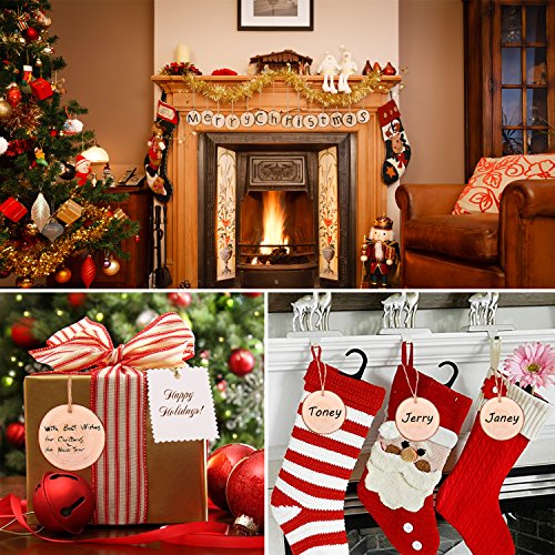 Fuyit Natural Wood Slices, 30 Pcs 3.5-4 Inch Unfinished Predrilled Wooden Circles Tree Slice with Hole & Barks for DIY Arts Craft Christmas Ornaments Fuyit